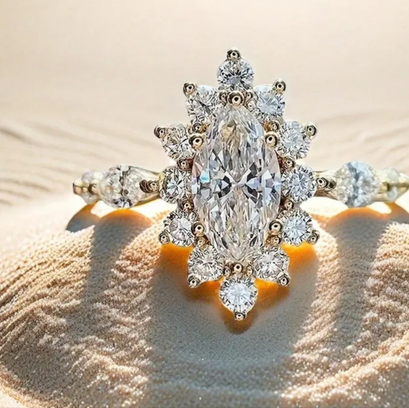 14k Gold Plated inlaid gemstones. Size 6 New. Fast Ship. Top Seller. - Picture 1 of 5